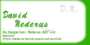 david mederus business card